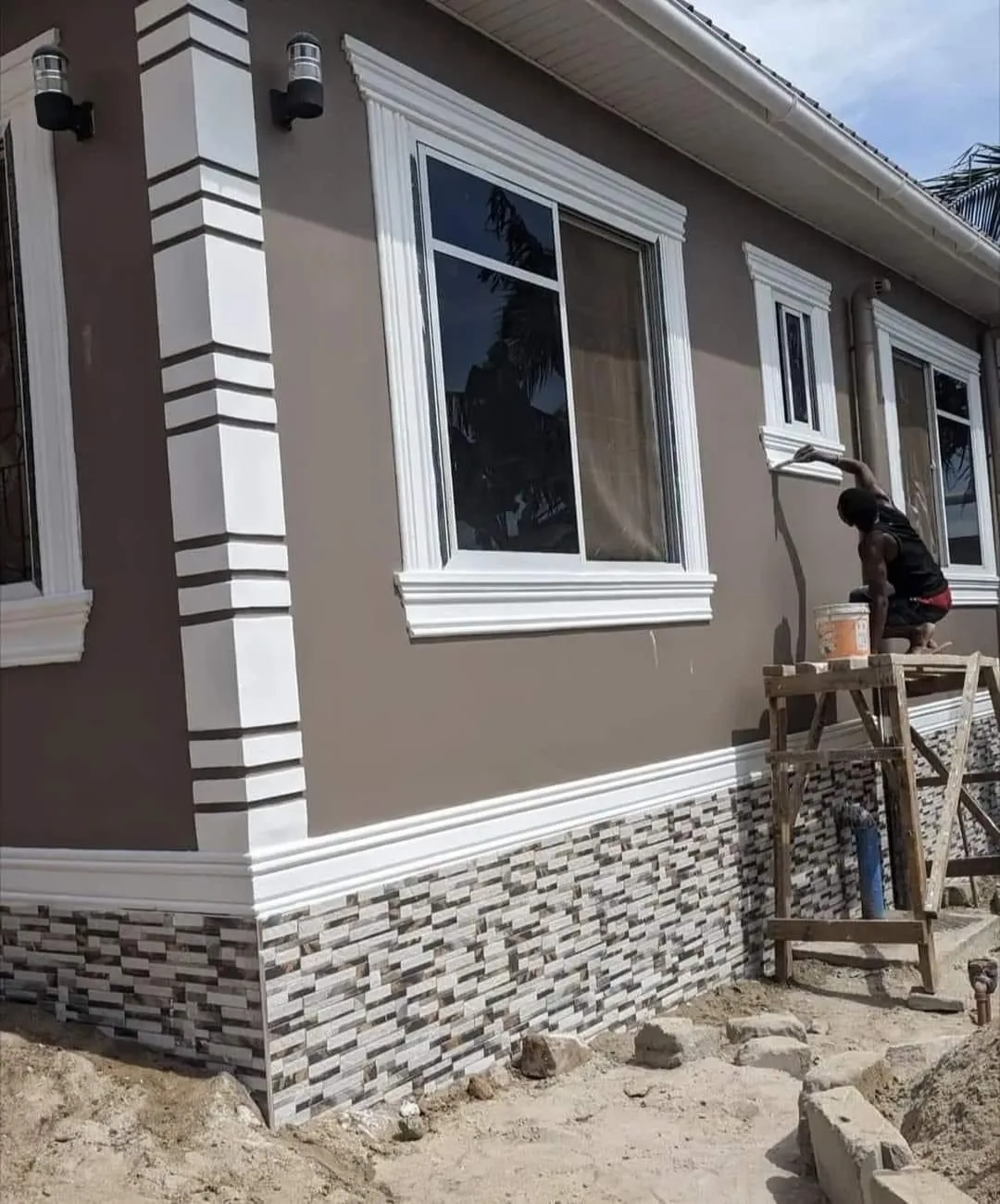 Completed house exterior painting project